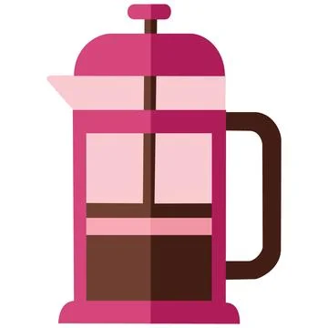 French press coffee brewer flat vector icon Stock Illustration