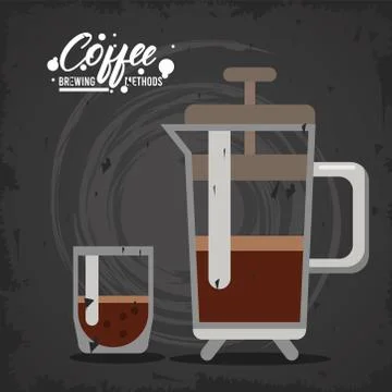 French press coffee brewing method Stock Illustration