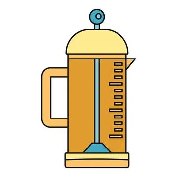 French press coffee maker for brewing beverage Stock Illustration