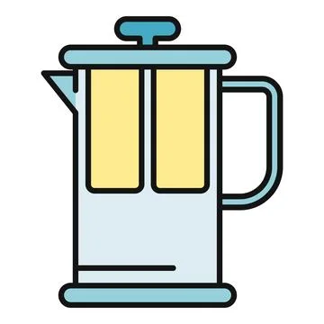 French press coffee maker brewing hot beverage icon Illustrazione stock