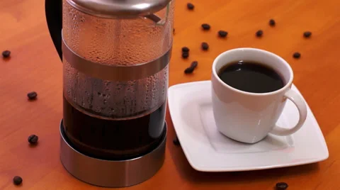 French Press Coffee Maker Dolly Video stock 31557568
