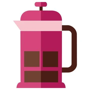 French press coffee maker flat vector icon Stock Illustration