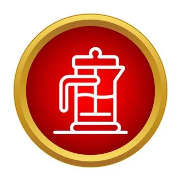 French press coffee maker icon button illustrating brewing beverage Stock Illustration