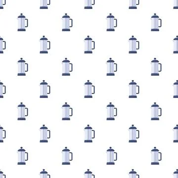 French press coffee maker repeating pattern background Stock Illustration