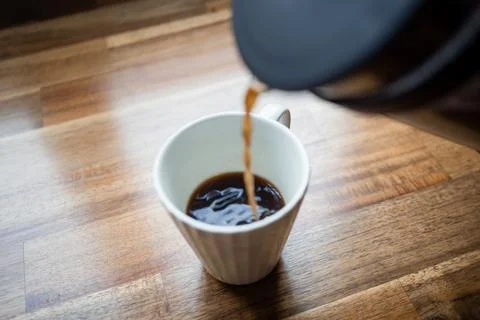 French press coffee making 4 Stock Photos