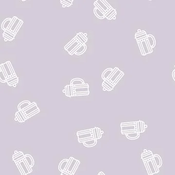 French press coffee tool line seamless pattern Stock Illustration