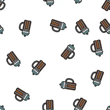 French press coffee tool vector seamless pattern 스톡 일러스트