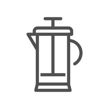 French press icon. Linear style icon. flat design element. Editable stroke イラスト素材