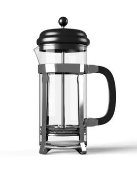 French press isolated on a white background 3D rendering Stock Illustration