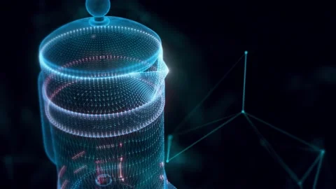 French Press machine 3d hologram Close up 4k Stock Footage 148183875