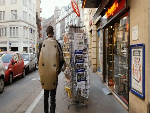 French press reporting about Bataclan Terrorist attack in Paris Stock Footage 80624878