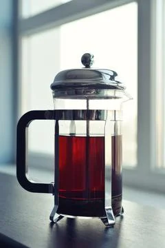 French press on sofa Stock Photos
