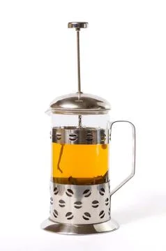 French press with tea Stock Photos