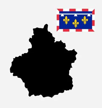 French province Centre map and flag vector silhouette illustration isolated 库存插图