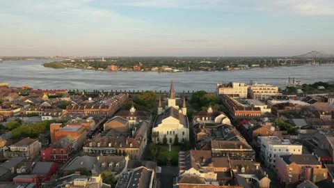 French Quarter Sunset Aerial Pullback Shot Stock Footage 321369901