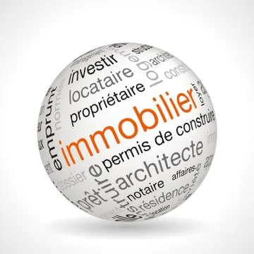 French real estate theme sphere with keywords Stock Illustration