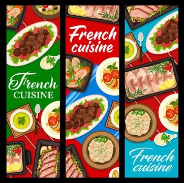 French restaurant meals vector vertical banners Stock Illustration