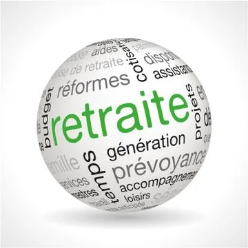 French Retirement theme sphere with keywords Stock Illustration