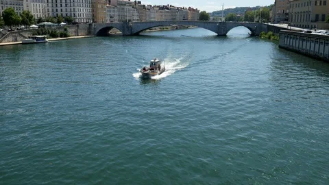 French River with Boat driving Stock Footage 101203870