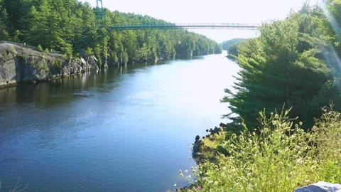 French River Provincial Park View of Longest Snowmobile Bridge Stock Footage 137358481