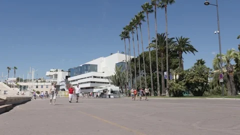 French riviera walkway by the day with lot of people Stock Footage