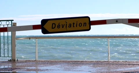 French Road Deviation Sign Stock Footage 140406770