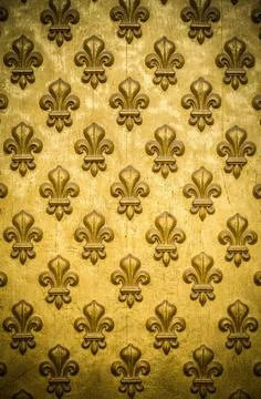 French Royal Flower Background Pattern Background Texture Of A Regal, Gold... Stock Photos