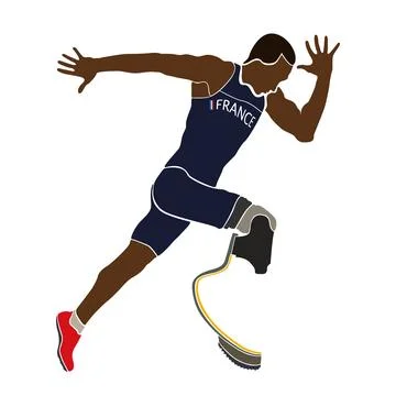 French runner athlete disabled amputee running Stock Illustration