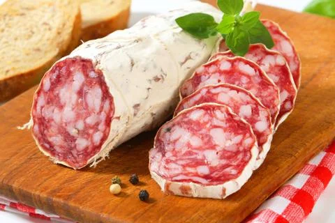 French Saucisson Sec - studio shot Stock Photos