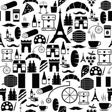 French seamless pattern background icon. Stock Illustration