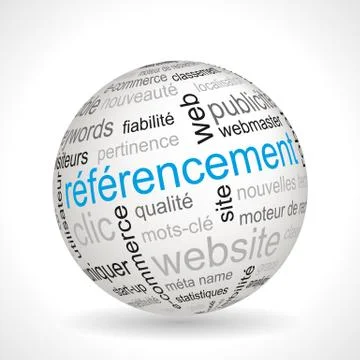 French SEO theme sphere with keywords Stock Illustration