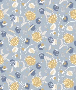 French shabby chic floral vector texture background. Dainty flower in blue Stockillustratie