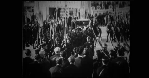 French soldiers paying tribute to King Alexander I Stock Footage