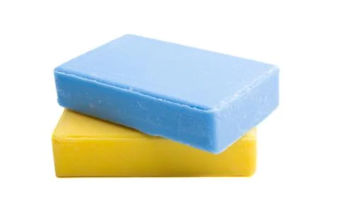 French square soap isolated Stock Photos