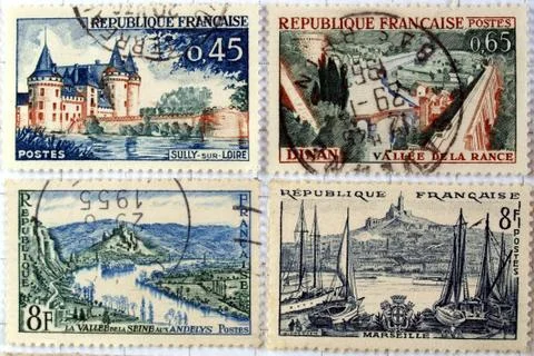 French stamps Stock Photos