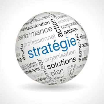 French Strategy theme sphere with keywords Stock Illustration