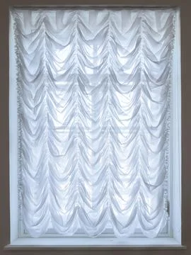 French style, murphy drapes, translucent white curtain on window, background Stock Photos