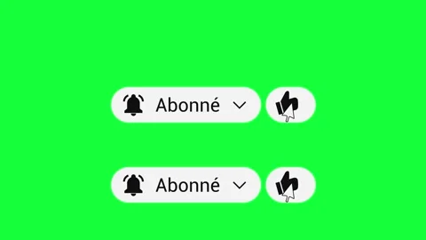 French Subscribe Button Pack - Like and Notification Bell - 4K Green Screen Stock Footage 329617006