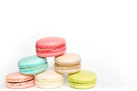 French sweet delicacy macaroons isolated Stock Photos