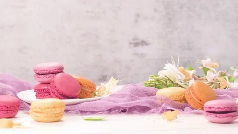 French sweet macarons Stock Footage 132925895