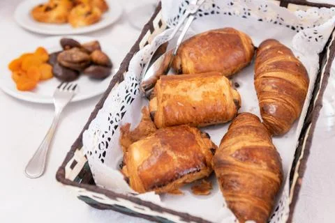 French tasted breakfast on a table Stock Photos