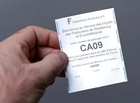 French tax office queue ticket CA09 Stock Photos