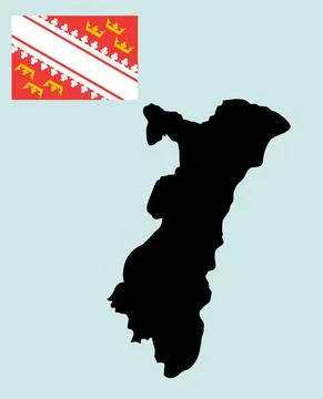 French territory Alsace map flag vector silhouette illustration isolated 스톡 일러스트