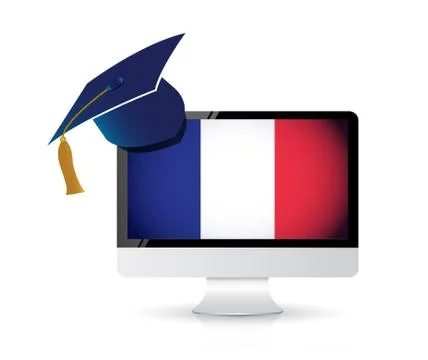 French using technology to learn the english Stock Illustration