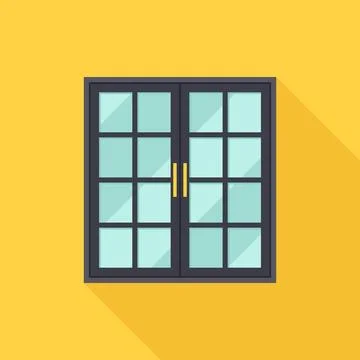 French Window Flat Icon on Yellow Background Stock Illustration