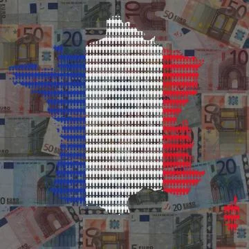 French workforce map of people over euros background illustration Stock Illustration