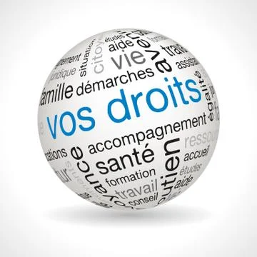 French Your Rights theme sphere with keywords Stock Illustration