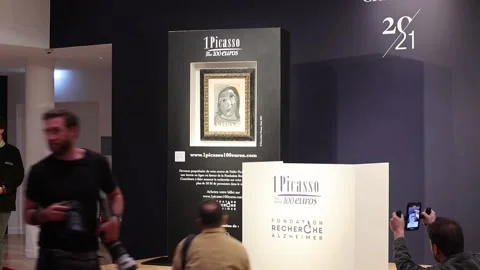 Frenchman wins a Picasso worth one million euros in a charity raffle, París, FR  Stock-Footage 332736291