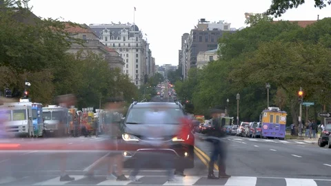 Frenetic timelapse of traffic intersection in Washington, D.C. Stock Footage 126989801