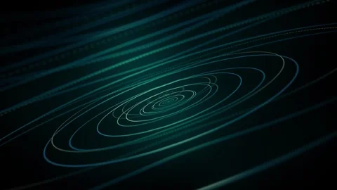 Frequencies Looping Background Pulsating Green-Blue Circles, Soft Yellow Glow Stock Footage 276601188